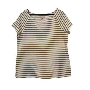 Women's DB Gold and White Striped Short Sleeve Tee